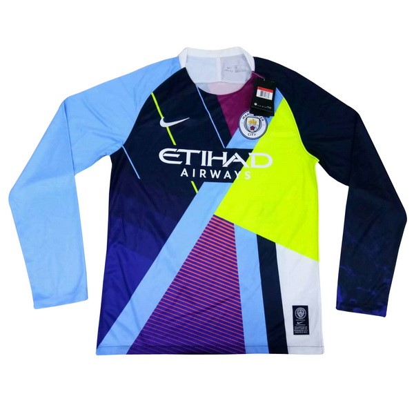 Camisetas Manchester City Edición Conmemorativa ML 2018-19 Azul